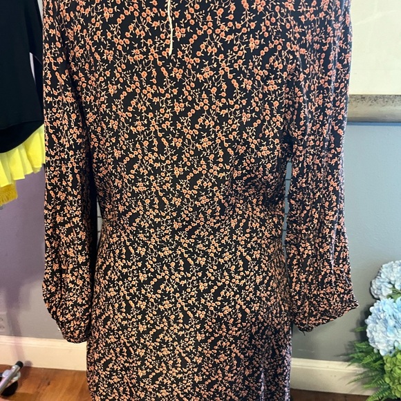Free People Black and Pink Floral Long Sleeve Dress - Picture 4 of 9